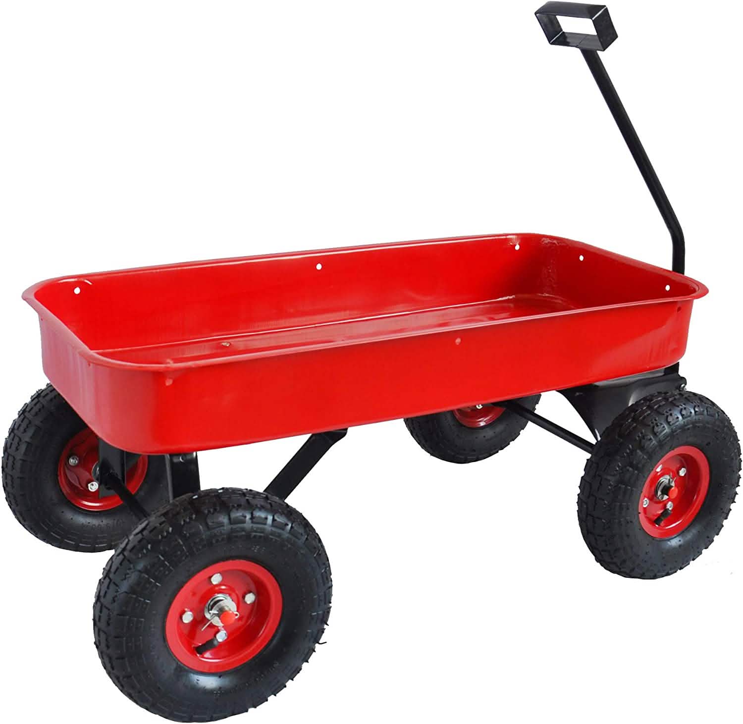 Children Outdoor Wagon All Terrain Pulling with Wood Railing Air Tires Toys & Games - DailySale