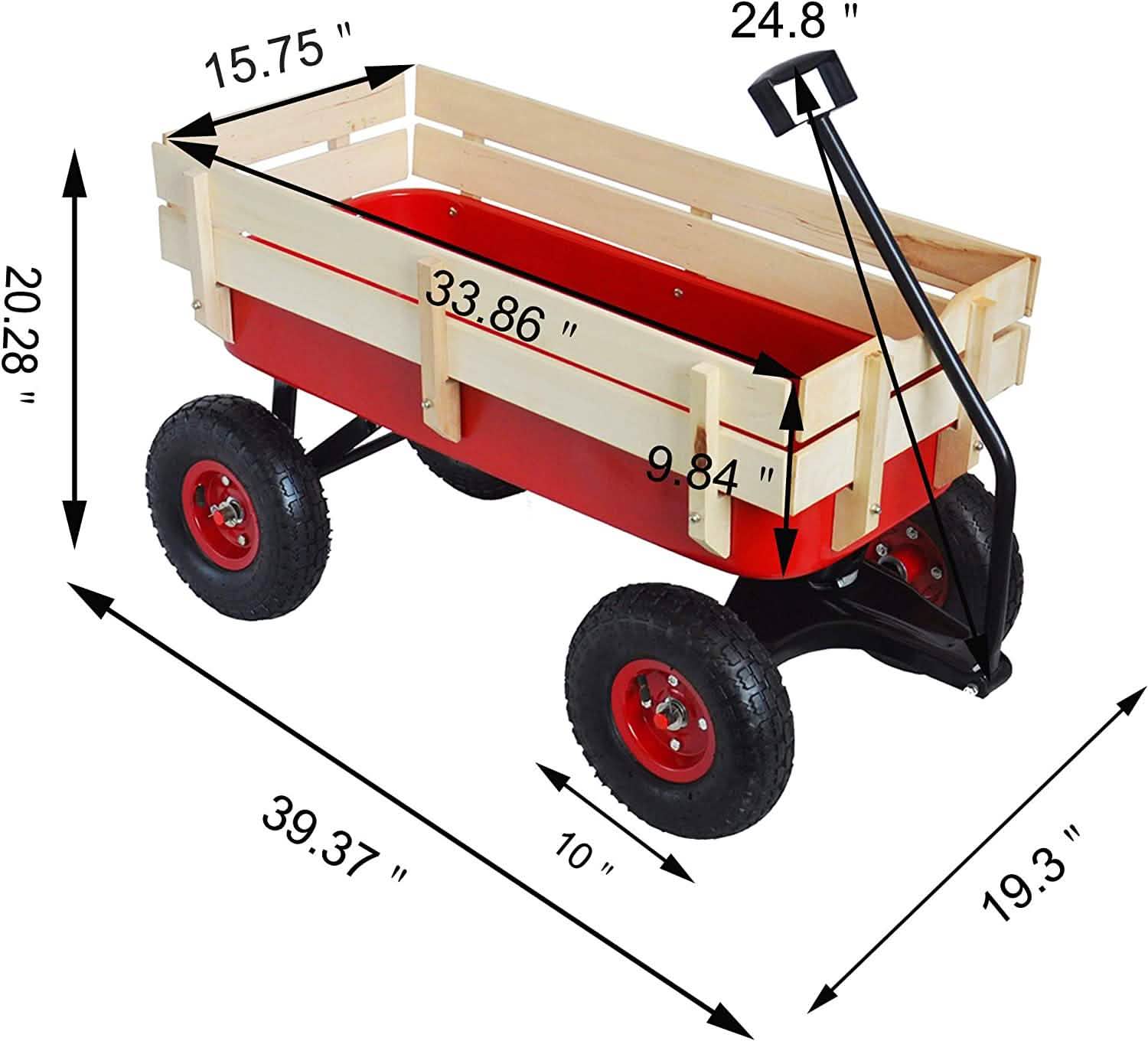 Children Outdoor Wagon All Terrain Pulling with Wood Railing Air Tires Toys & Games - DailySale