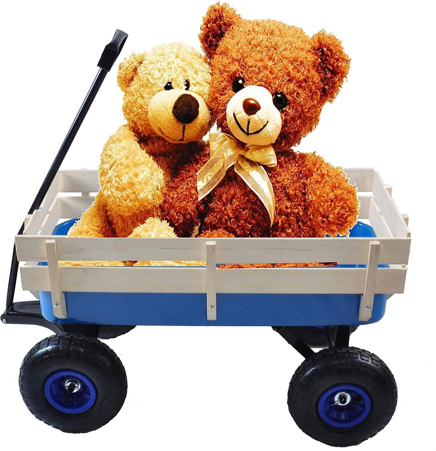 Children Outdoor Wagon All Terrain Pulling with Wood Railing Air Tires Toys & Games - DailySale