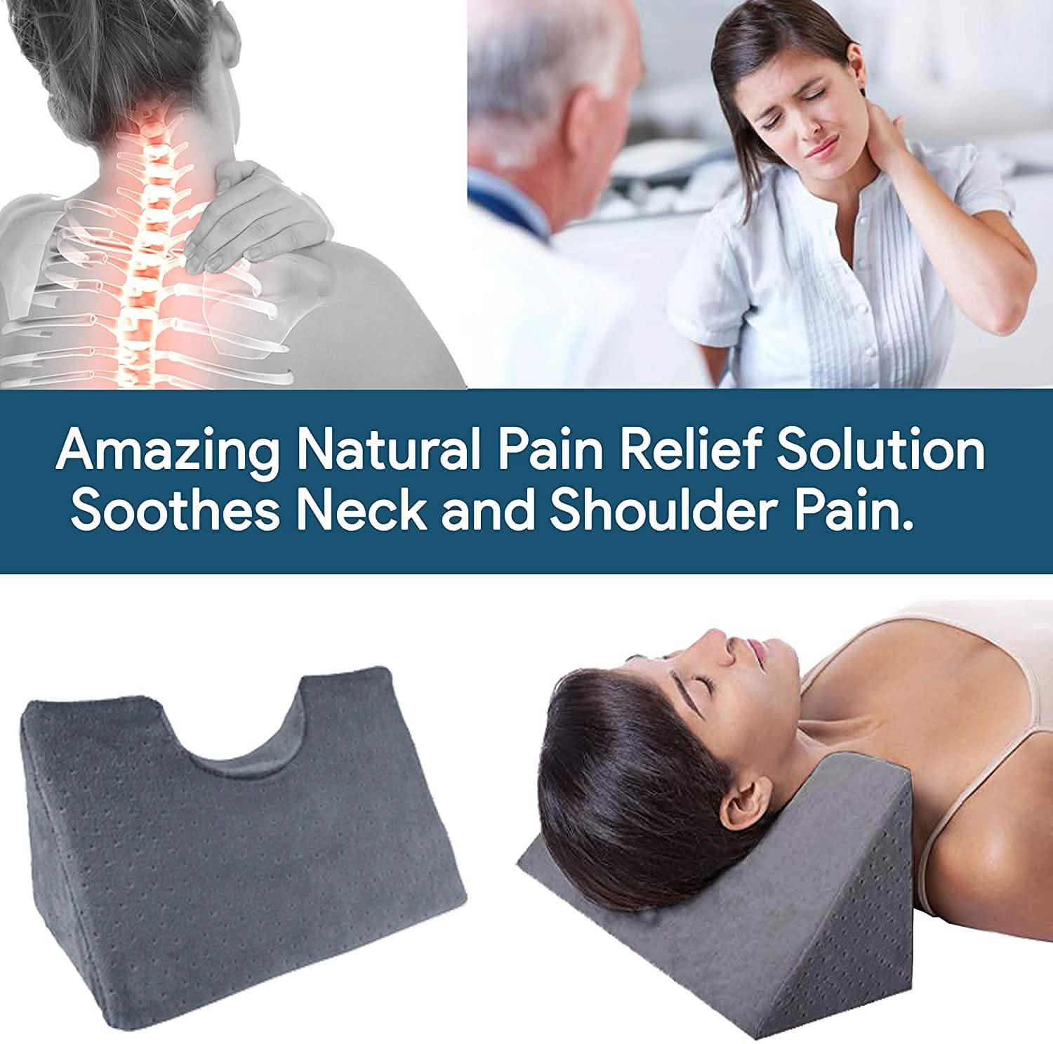 Chiropractic Cervical Traction Neck Wedge Pillow Wellness & Fitness - DailySale