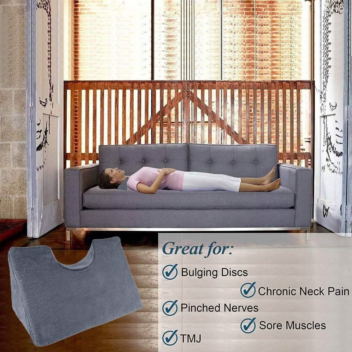 Chiropractic Cervical Traction Neck Wedge Pillow Wellness & Fitness - DailySale