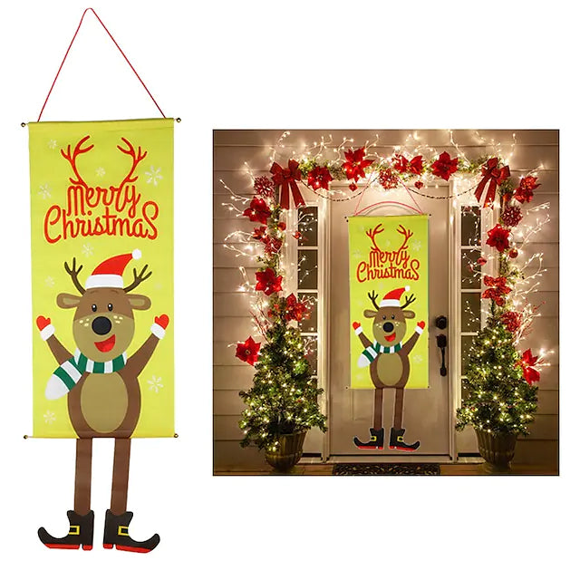 Christmas Door Hanging Flag Decor Holiday Decor & Apparel Elk - DailySale