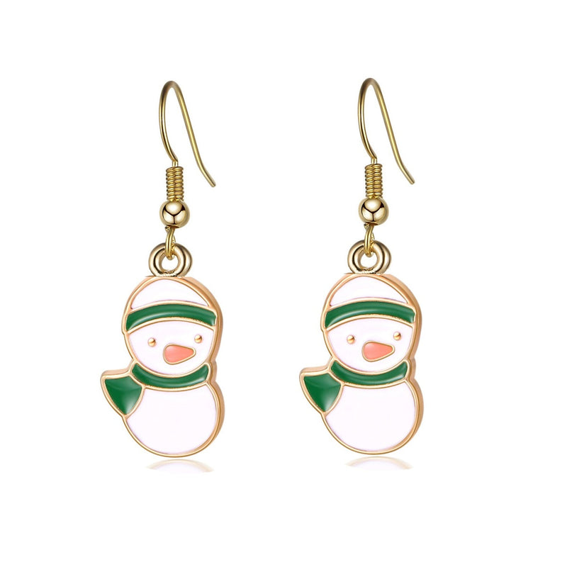 Christmas Ear Decor Hooks Creative Ladies Holiday Earrings Holiday Decor & Apparel Green Snowman - DailySale