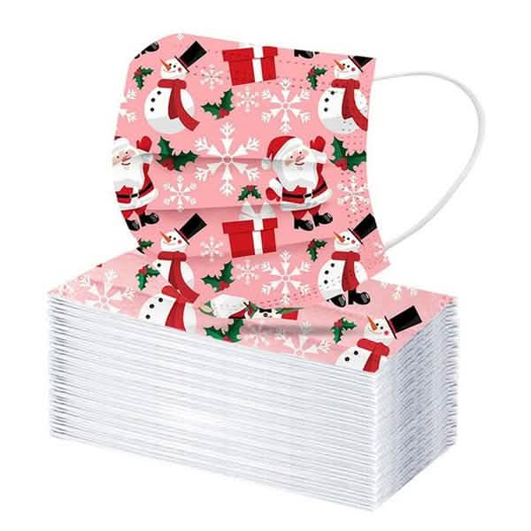 Christmas Special Mask Disposable Dustproof and Breathable Three-layer Protective Cover Holiday Decor & Apparel 50-Pieces Red - DailySale
