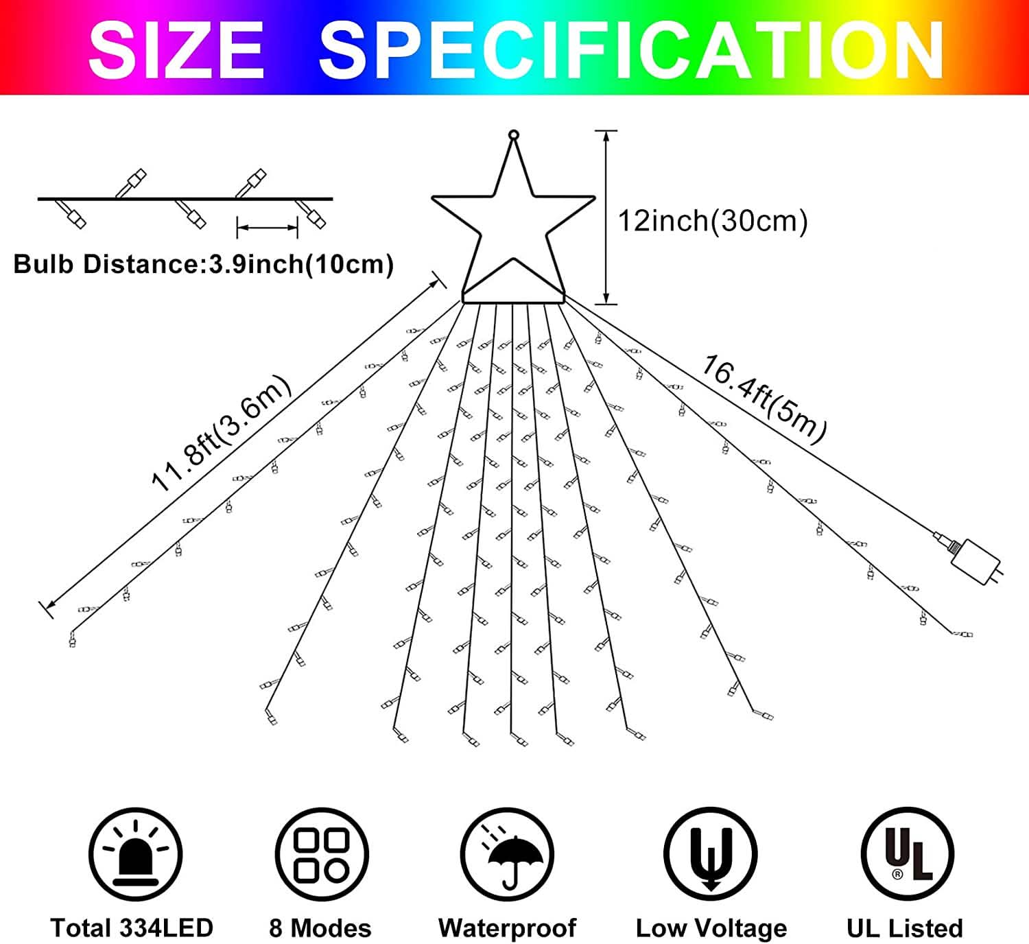 Christmas String Lights with 317 LED Star Hanging Twinkle Fairy Curtain Lights Holiday Decor & Apparel - DailySale