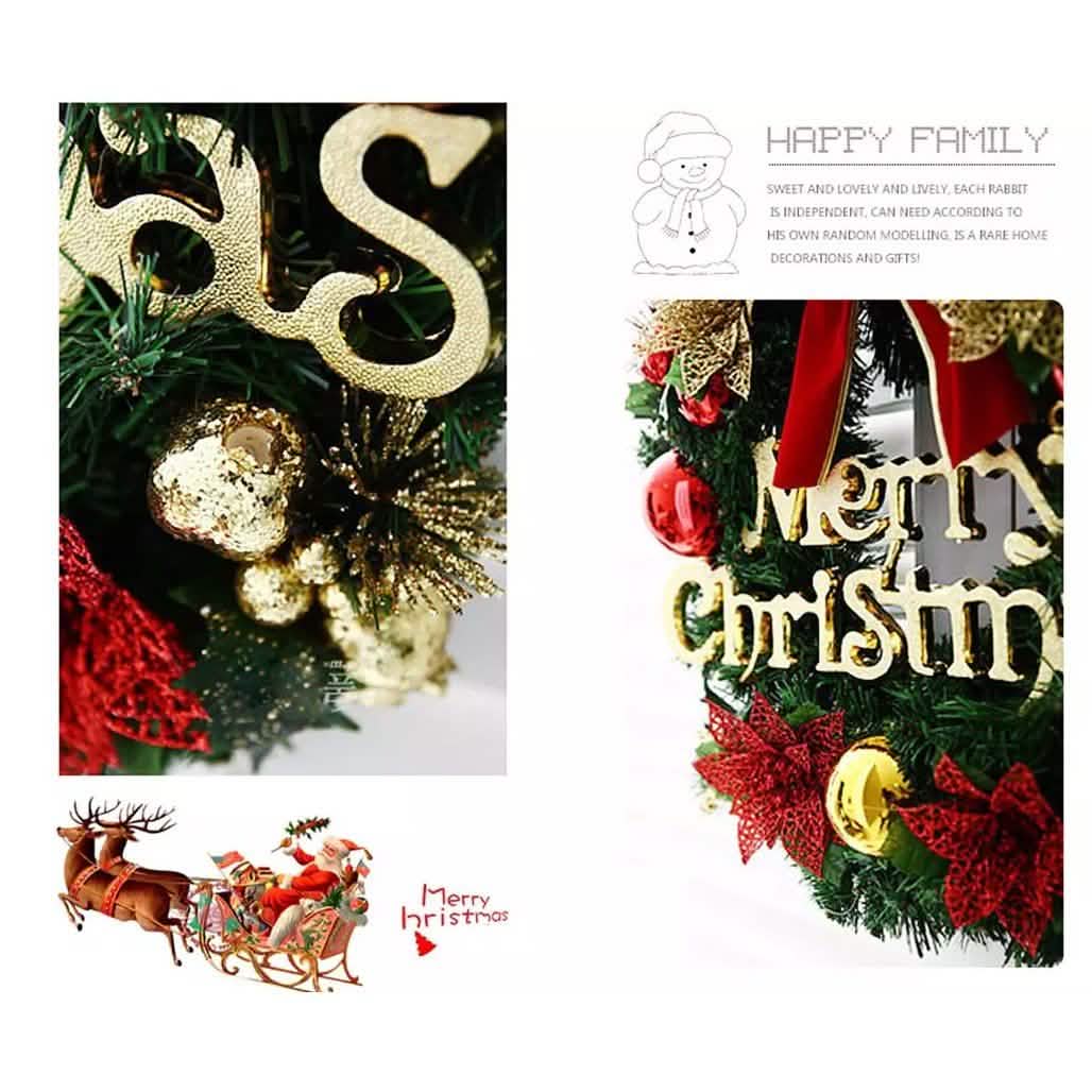 Christmas Xmas Wreath Home Door Wall Ornament Garland Bowknot Party Decoration Holiday Decor & Apparel - DailySale