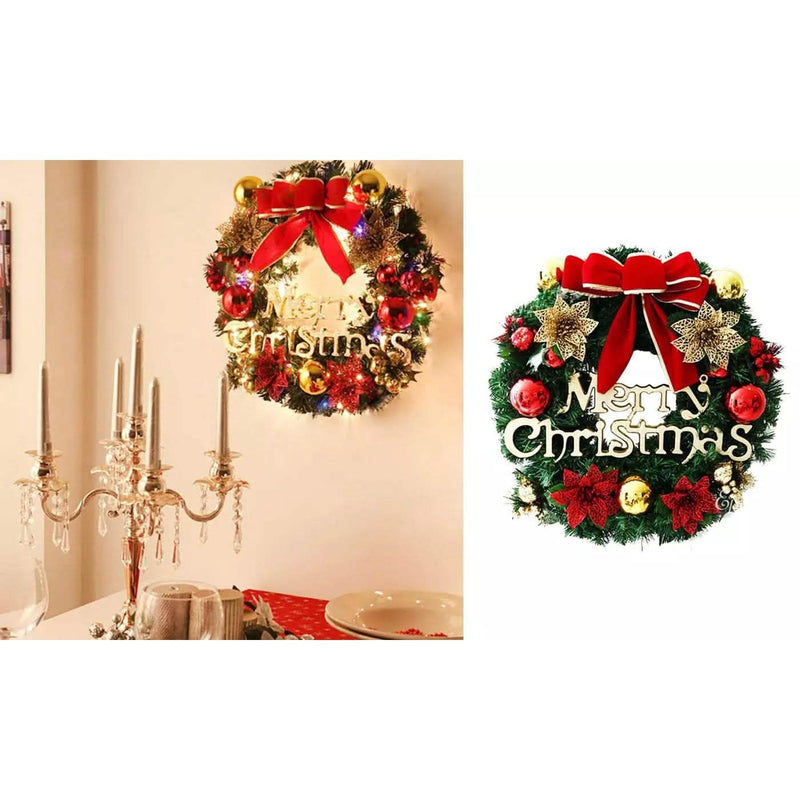 Christmas Xmas Wreath Home Door Wall Ornament Garland Bowknot Party Decoration Holiday Decor & Apparel - DailySale