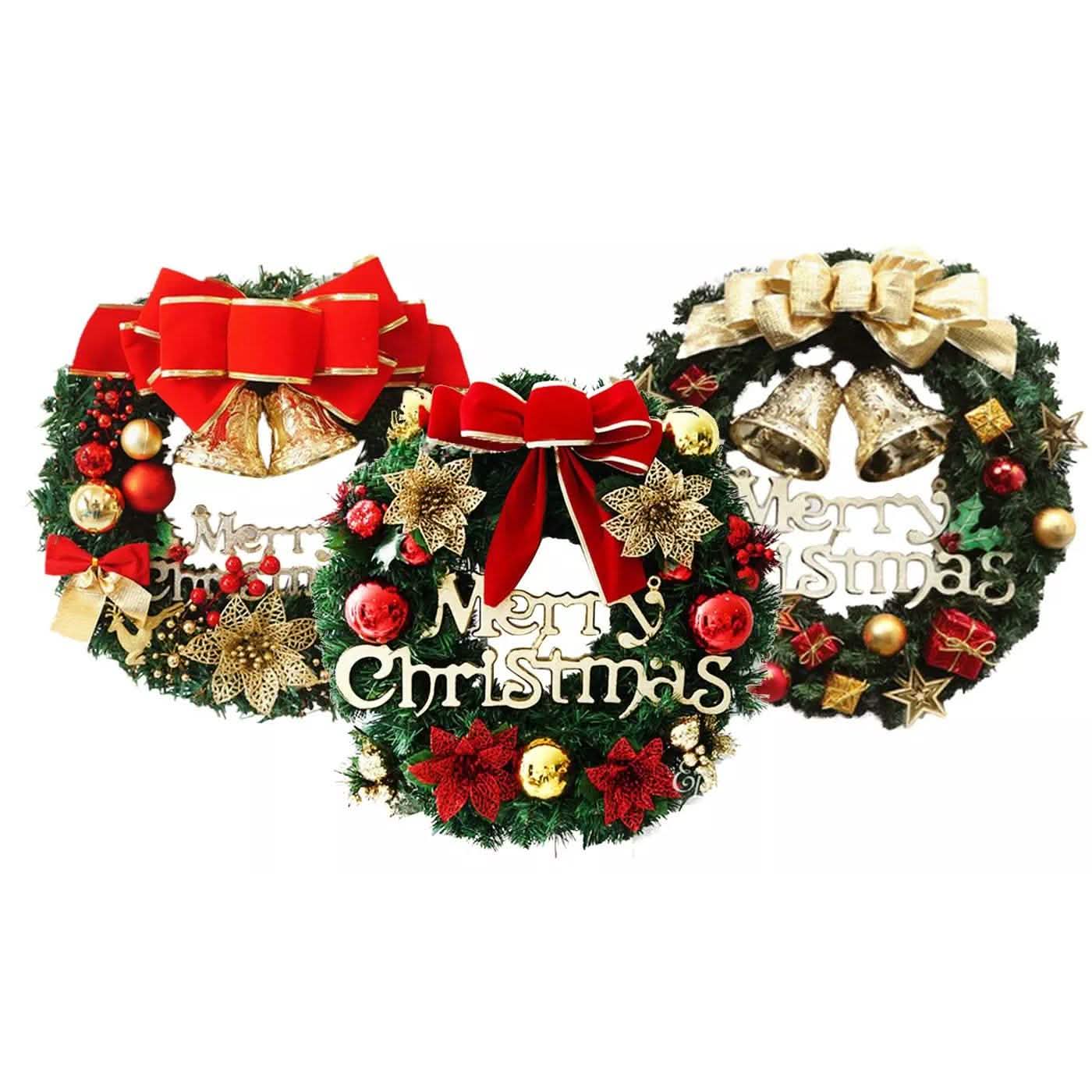 Christmas Xmas Wreath Home Door Wall Ornament Garland Bowknot Party Decoration Holiday Decor & Apparel - DailySale