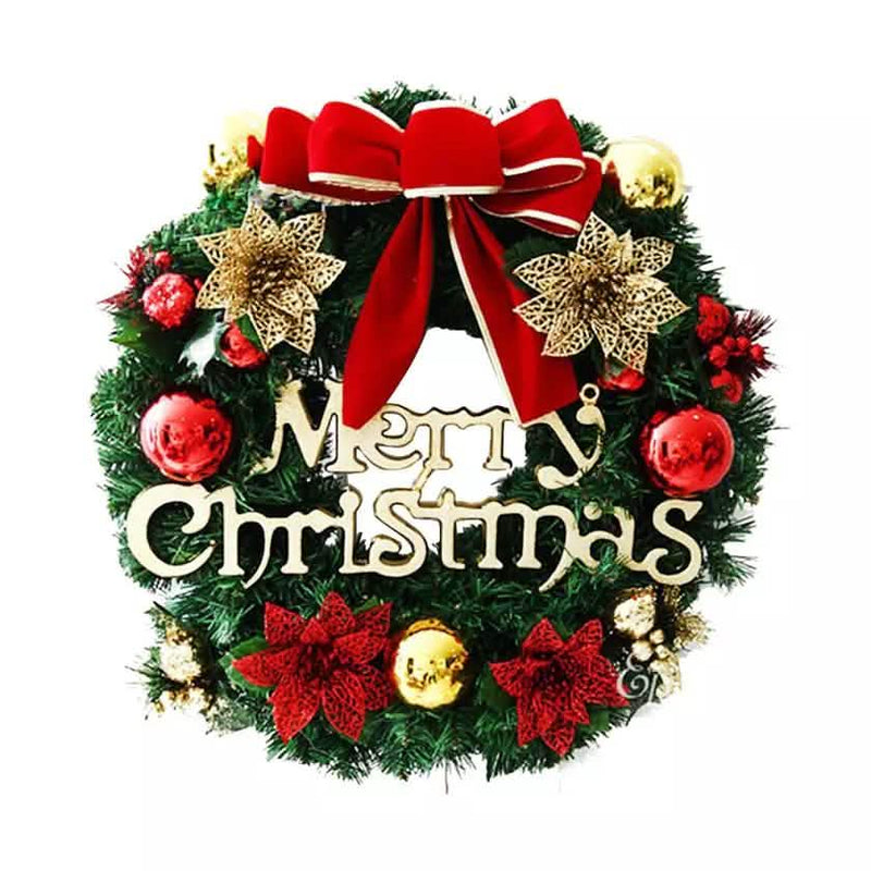Christmas Xmas Wreath Home Door Wall Ornament Garland Bowknot Party Decoration Holiday Decor & Apparel Type 2 - DailySale
