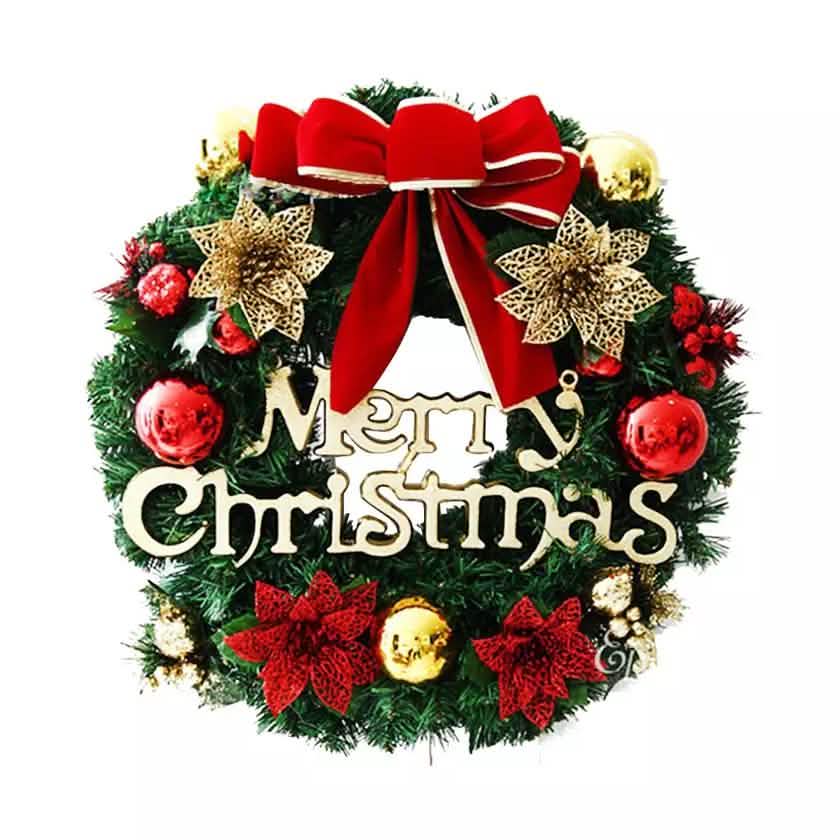 Christmas Xmas Wreath Home Door Wall Ornament Garland Bowknot Party Decoration Holiday Decor & Apparel Type 2 - DailySale