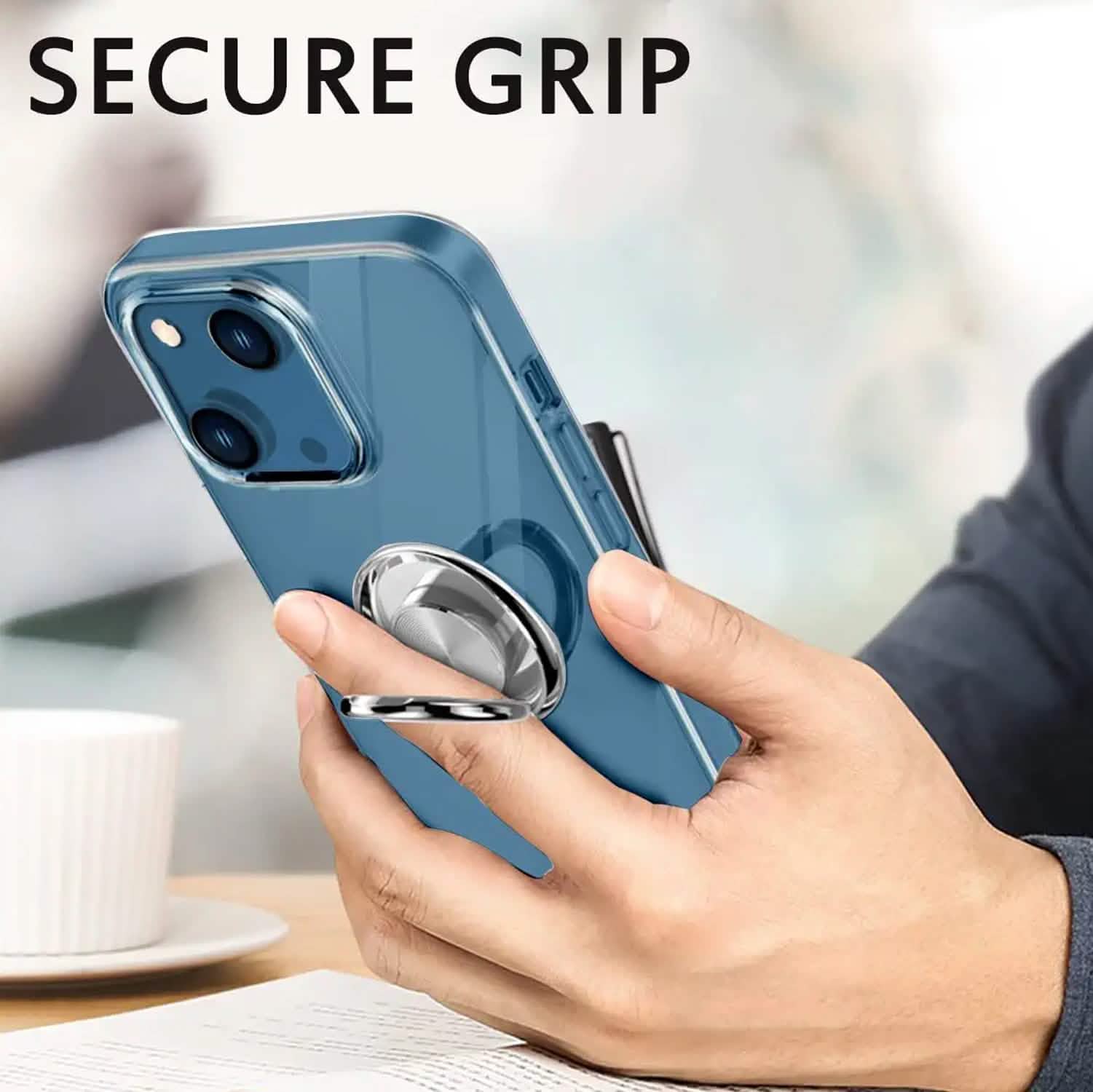 Clear Phone Case iPhone 14 Transparent Anti-Scratch with Ring Kickstand Mobile Accessories - DailySale