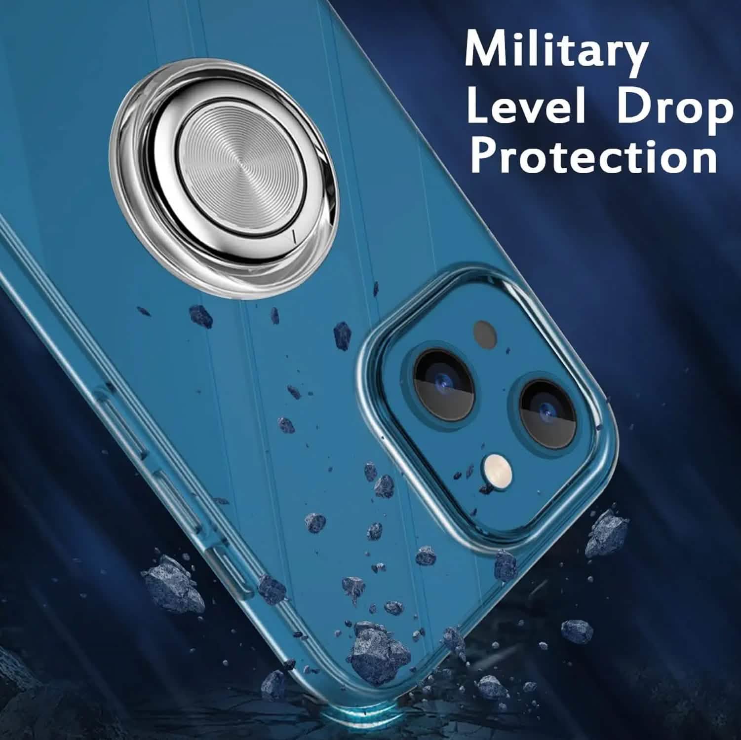 Clear Phone Case iPhone 14 Transparent Anti-Scratch with Ring Kickstand Mobile Accessories - DailySale