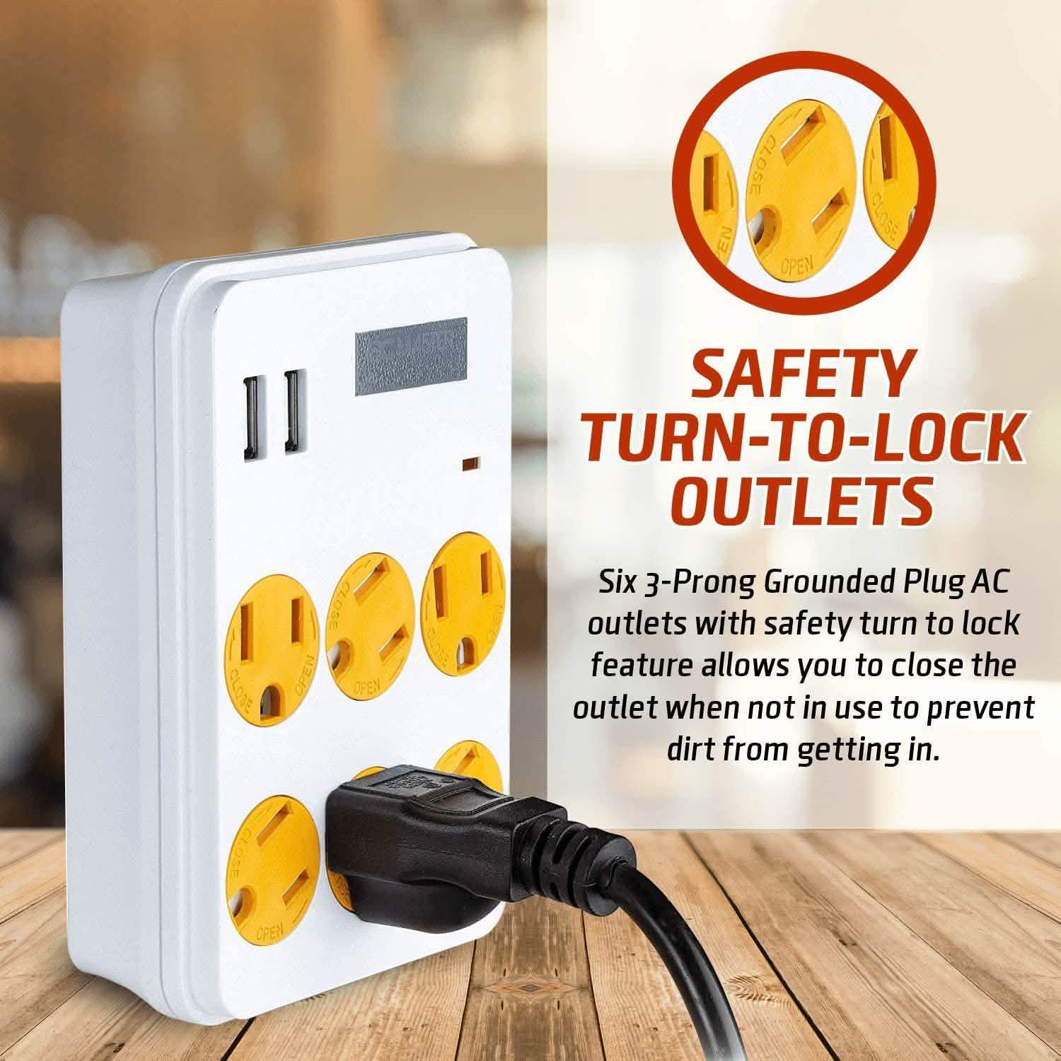 ClearMax 6 Outlet Adapter with 2 USB Ports Gadgets & Accessories - DailySale