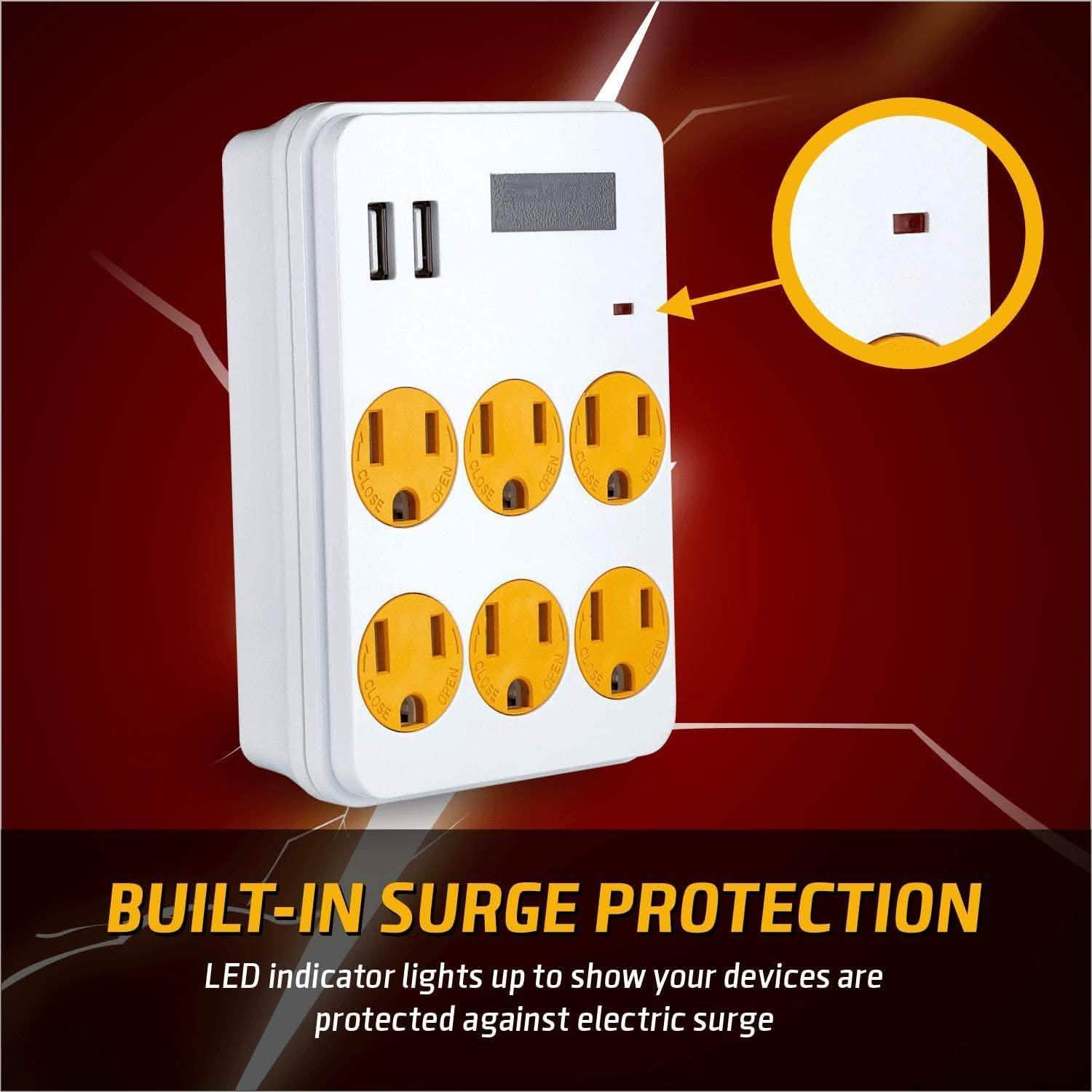 ClearMax 6 Outlet Adapter with 2 USB Ports Gadgets & Accessories - DailySale