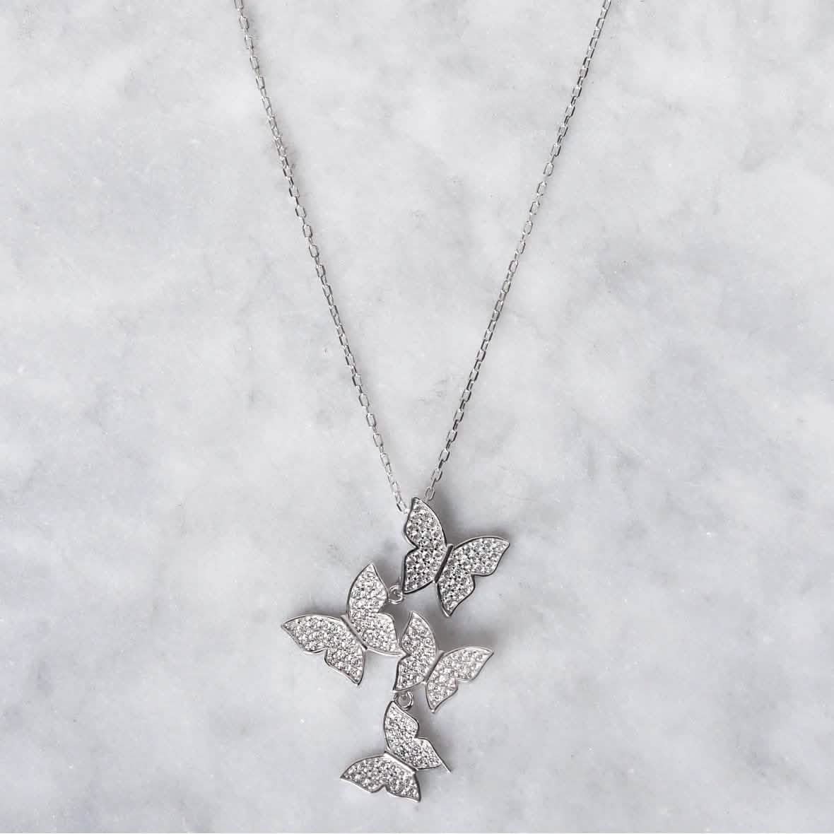 Cluster Hanging Butterflies Necklace - Assorted Colors Jewelry - DailySale