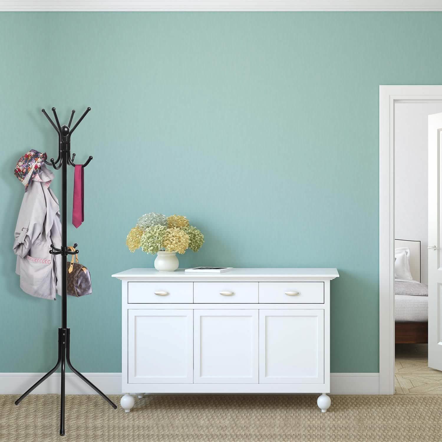 Coat & Hat Metal Rack Hanger Organizer Hooks with Stand Closet & Storage - DailySale