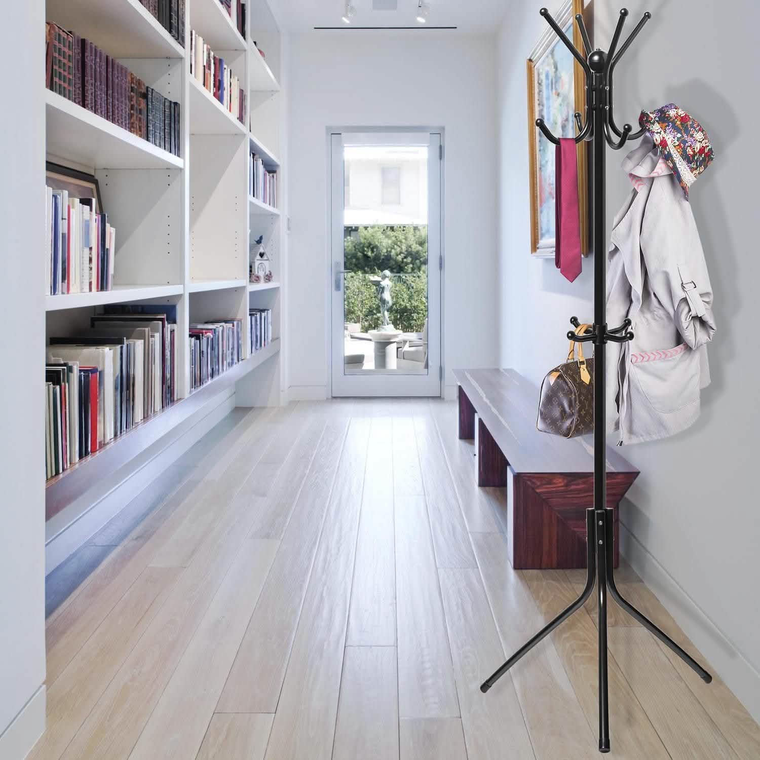 Coat & Hat Metal Rack Hanger Organizer Hooks with Stand Closet & Storage - DailySale