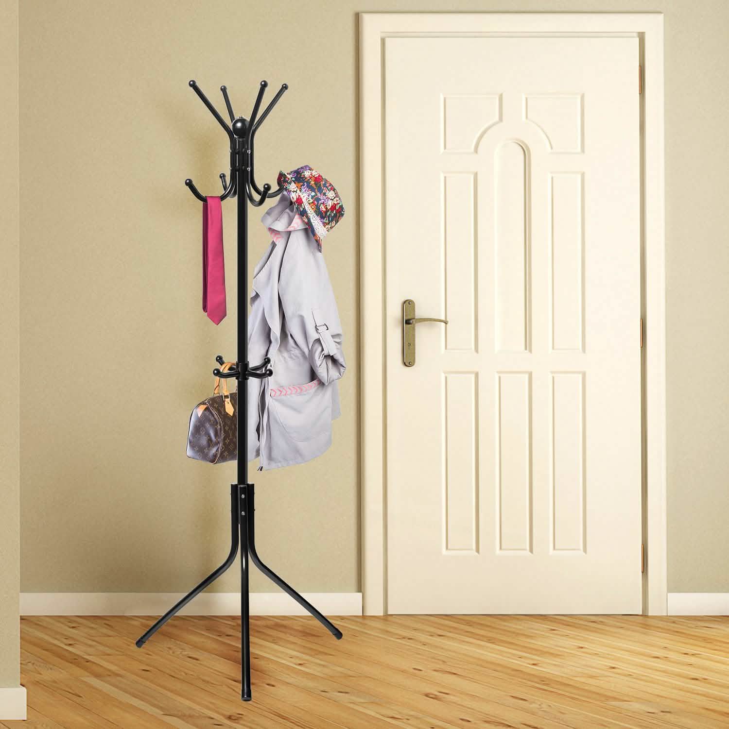 Coat & Hat Metal Rack Hanger Organizer Hooks with Stand Closet & Storage - DailySale