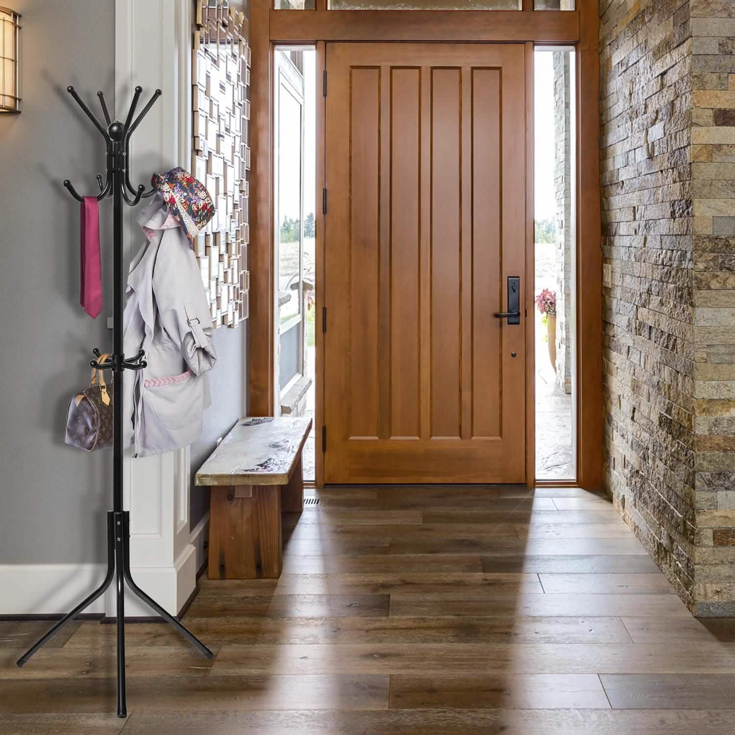 Coat & Hat Metal Rack Hanger Organizer Hooks with Stand Closet & Storage - DailySale