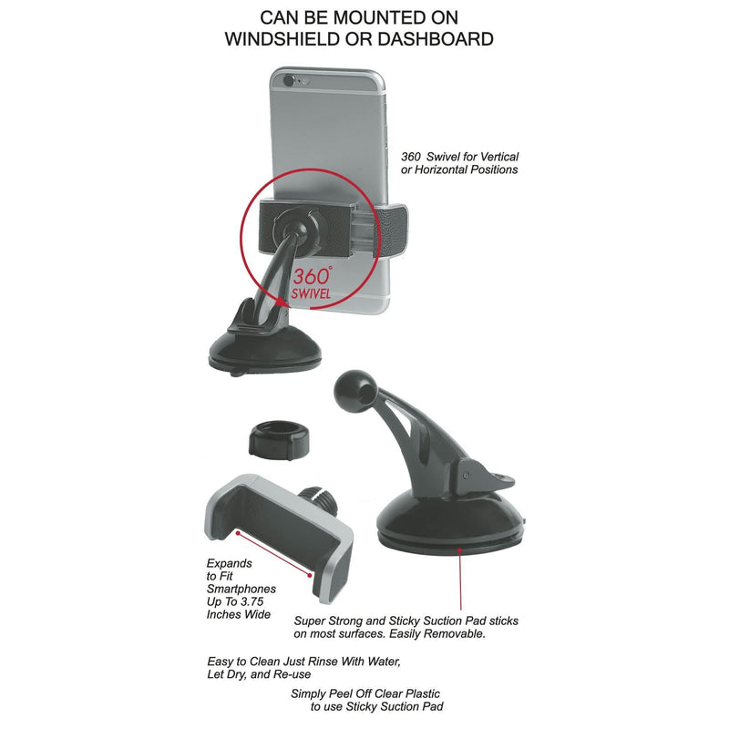 CobaltX Universal Windshield and Dash Mount With Leather Accent Automotive - DailySale