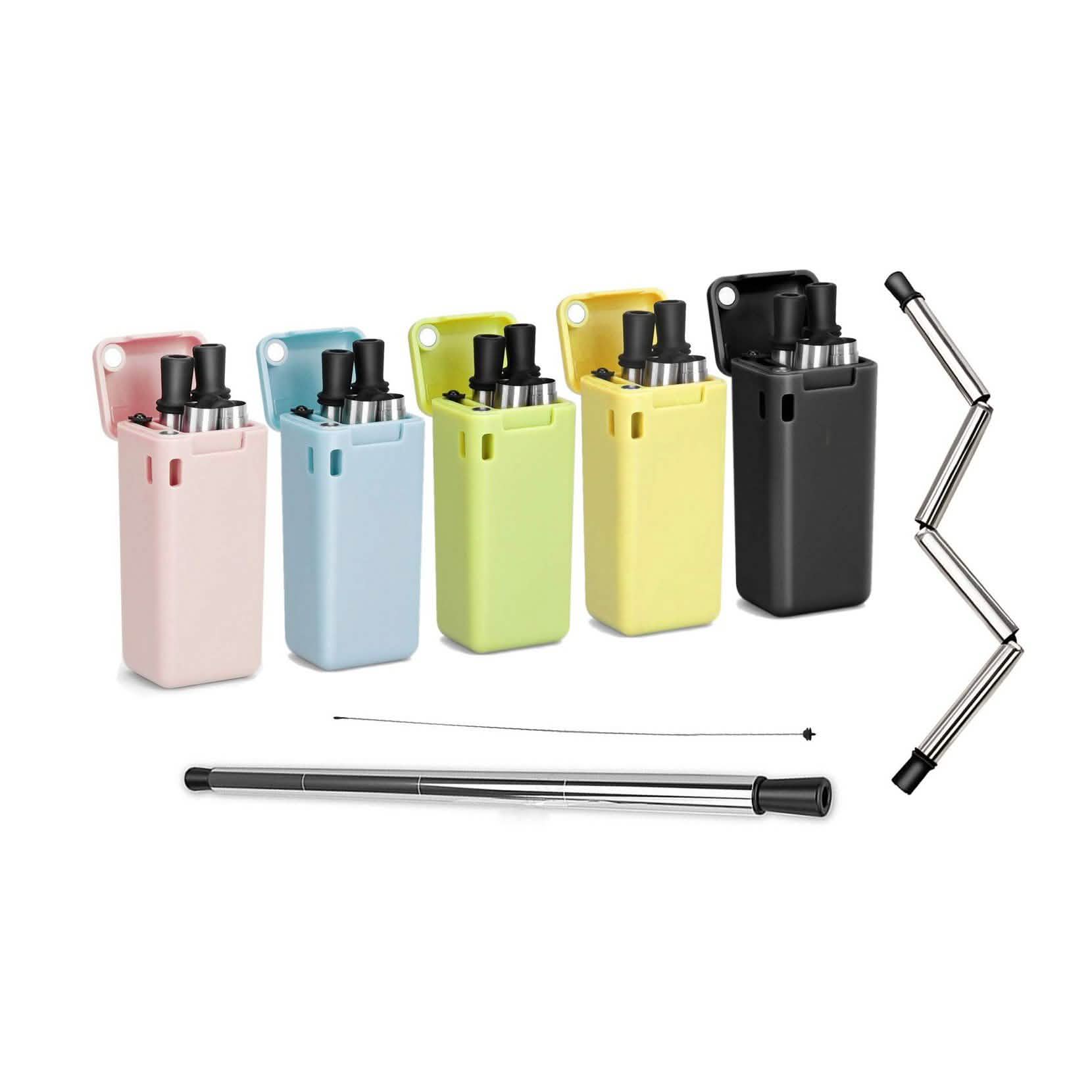 Collapsible, Portable, And Reusable Stainless Steel Drinking Straw With Case Kitchen & Dining - DailySale