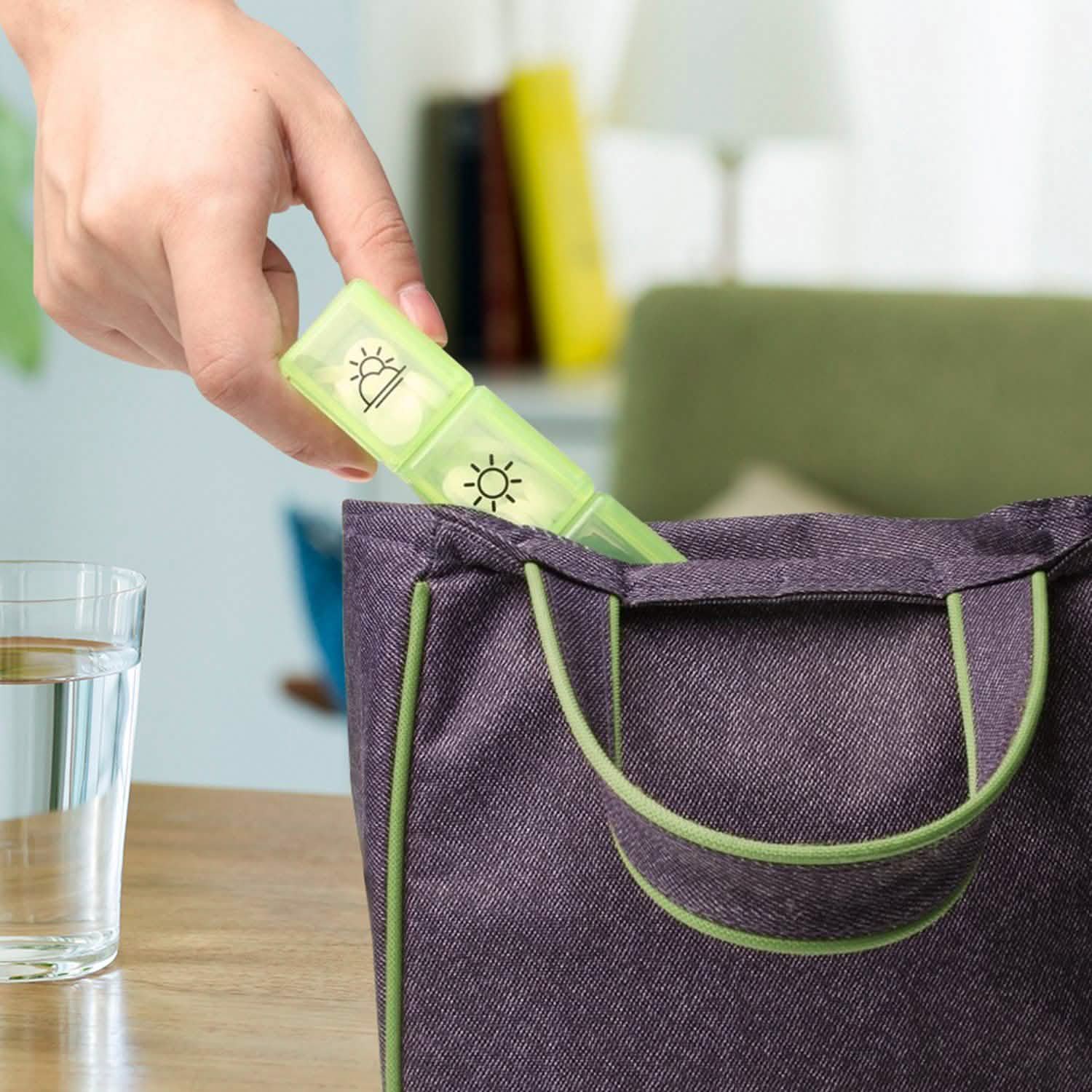 Colorful 3-Times Weekly Pills Vitamins Organizer With Large Compartments And Detachable Trays Wellness - DailySale