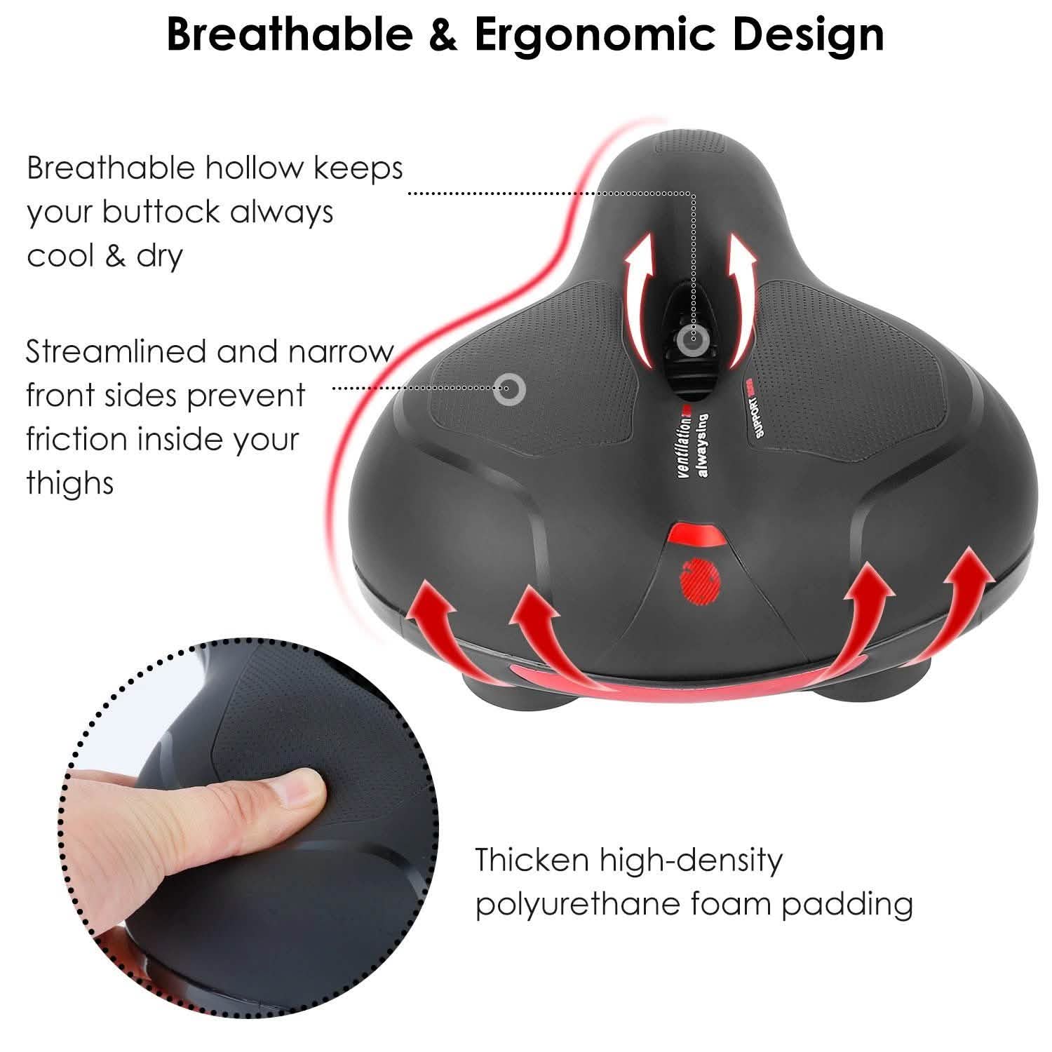 Comfortable Bike Seat Water Resistant MTB Bicycle Padded Saddle Sports & Outdoors - DailySale