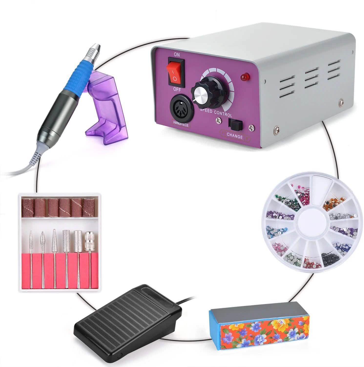 Complete Electric Nail Drill Kit Set Art File Bit Acrylic Manicure Pedicure Band Beauty & Personal Care - DailySale