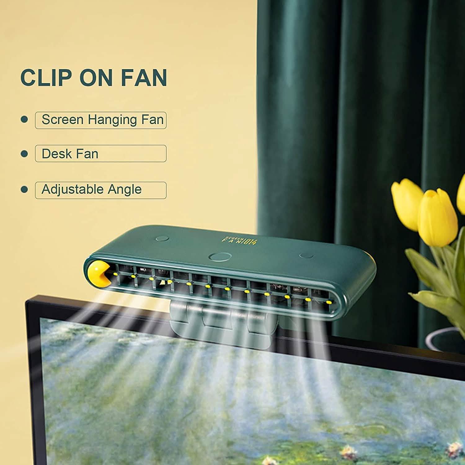 Computer Screen Hanging Fan with Phone Holder Computer Accessories - DailySale