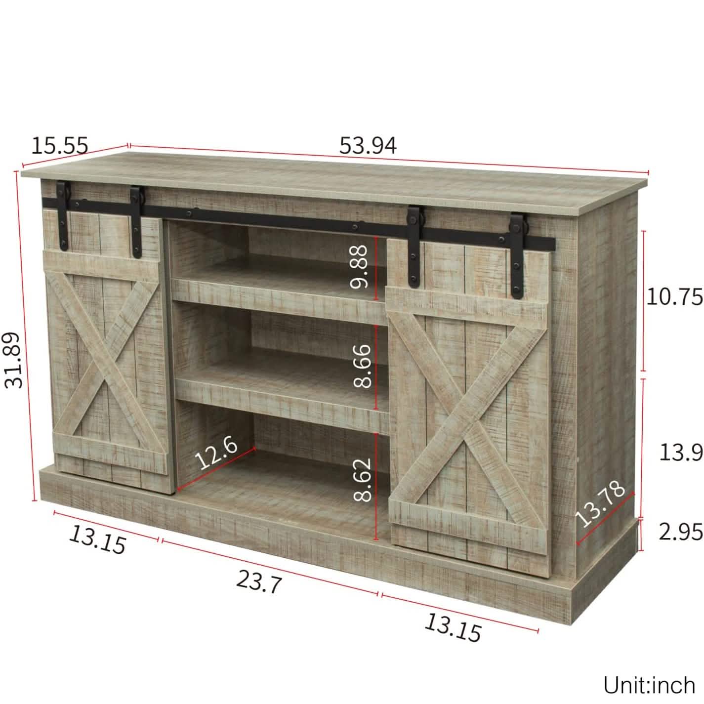 Console Table TV Cabinet with Locker Closet & Storage - DailySale