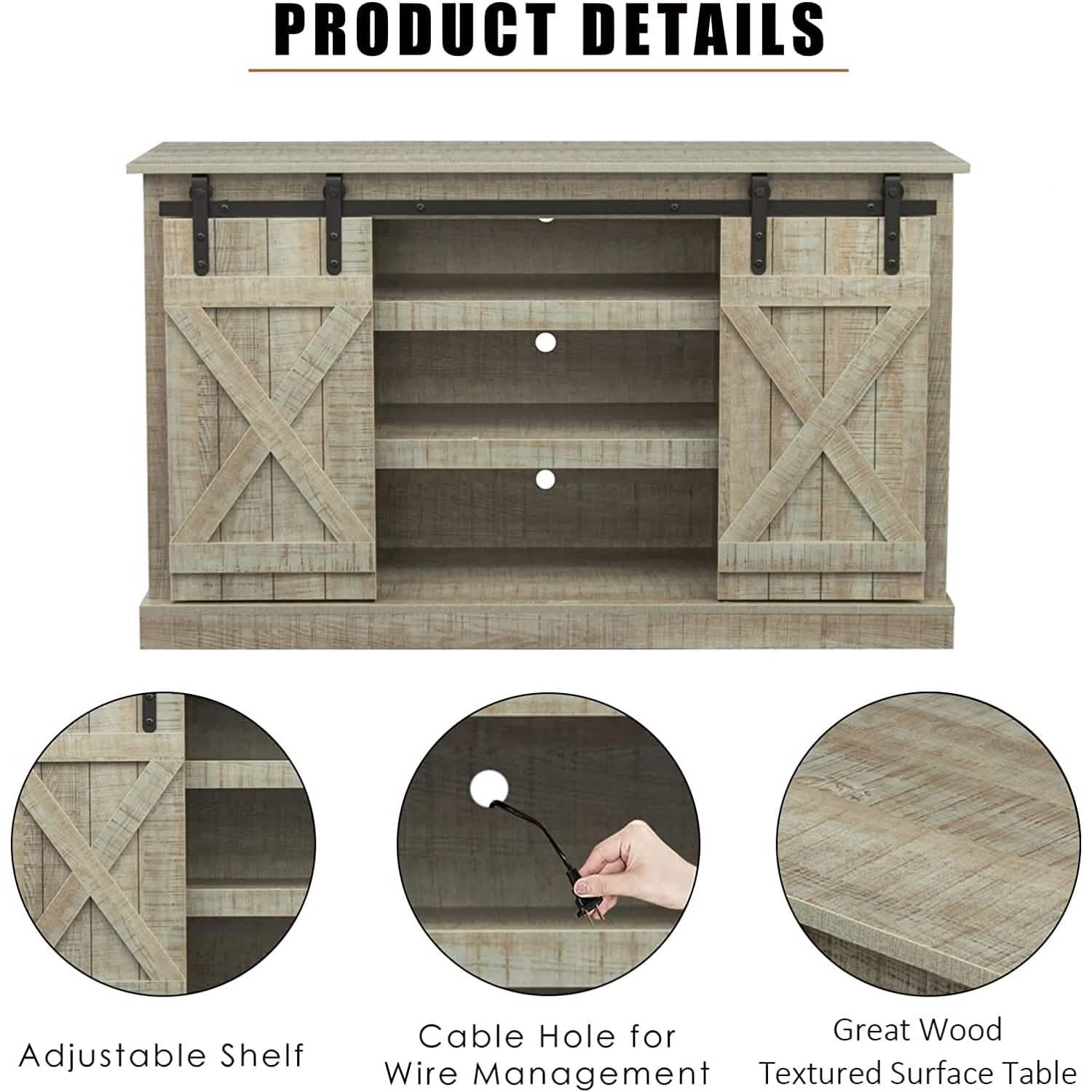 Console Table TV Cabinet with Locker Closet & Storage - DailySale