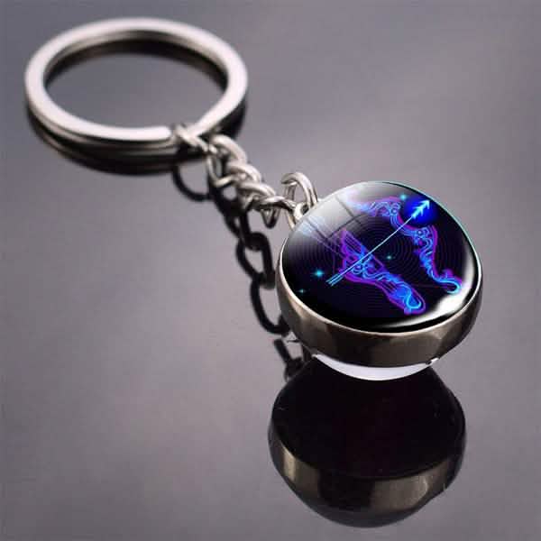 Constellation Double Side Cabochon Glass Ball Keychain Everything Else Sagittarius - DailySale