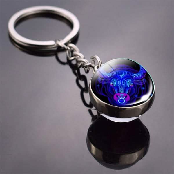 Constellation Double Side Cabochon Glass Ball Keychain Everything Else Taurus - DailySale