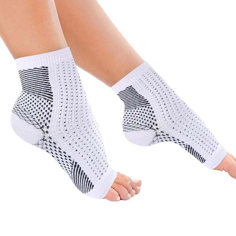 Copper-Infused Plantar Fasciitis Compression Foot Sleeves Wellness & Fitness S/M White - DailySale