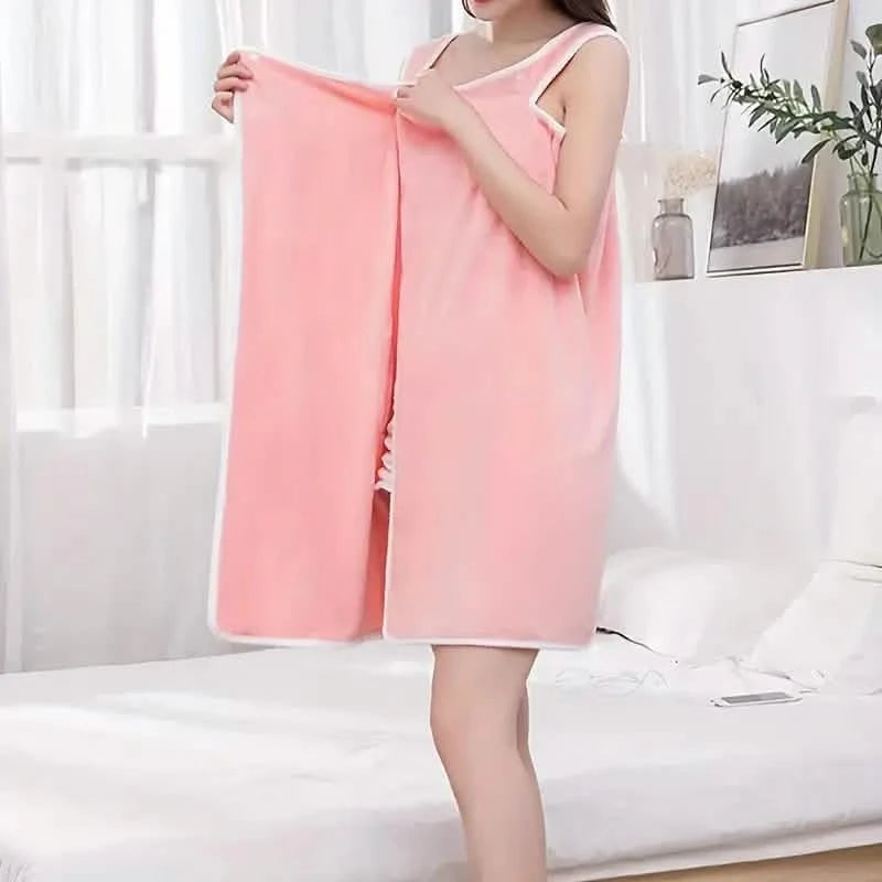Coral Velvet Bath Towel Skirt Bow Sling Bathrobe Bath - DailySale