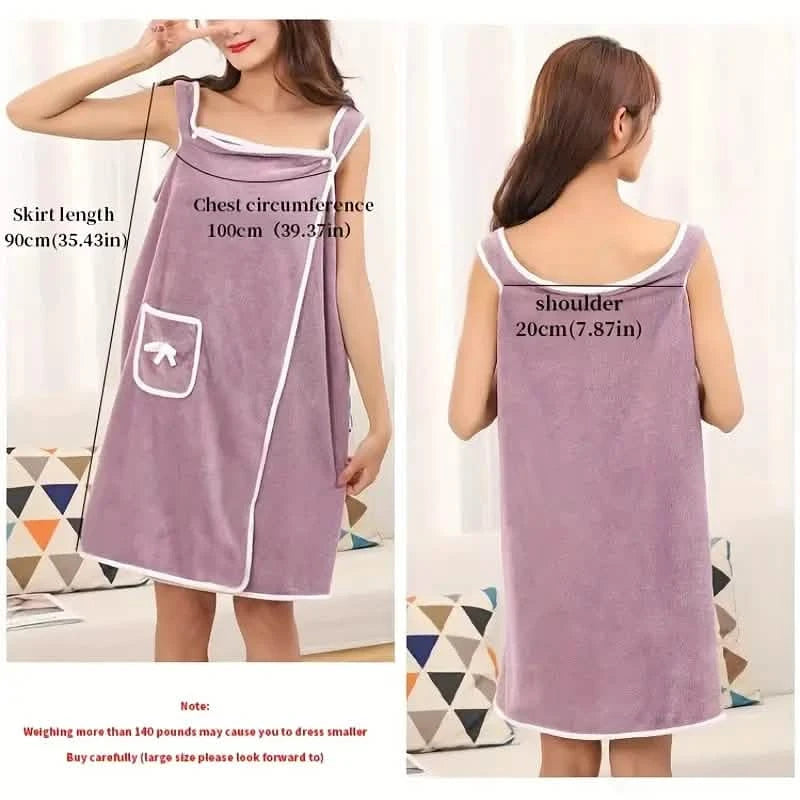 Coral Velvet Bath Towel Skirt Bow Sling Bathrobe Bath - DailySale