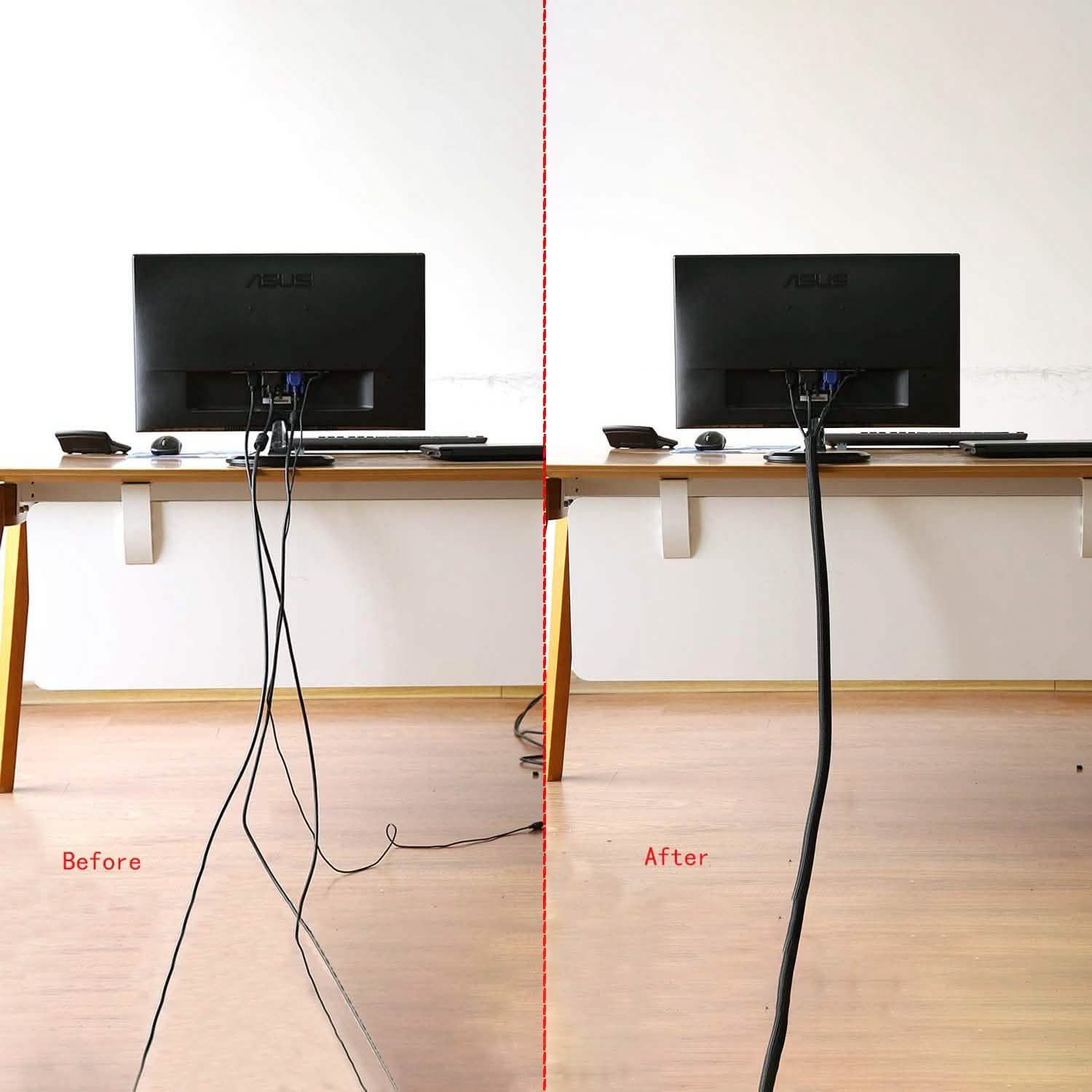 Cord Protector Wire Loom Tubing Cable Sleeve Household Batteries & Electrical - DailySale