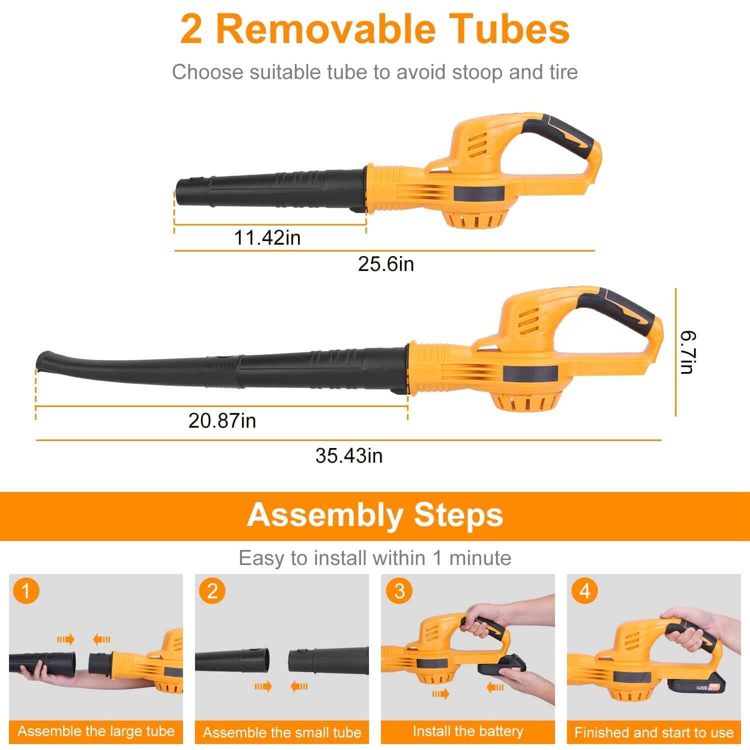 Cordless Leaf Blower Battery Powered Max 124MPH 300CFM with 2 Adjustable Speeds Garden & Patio - DailySale