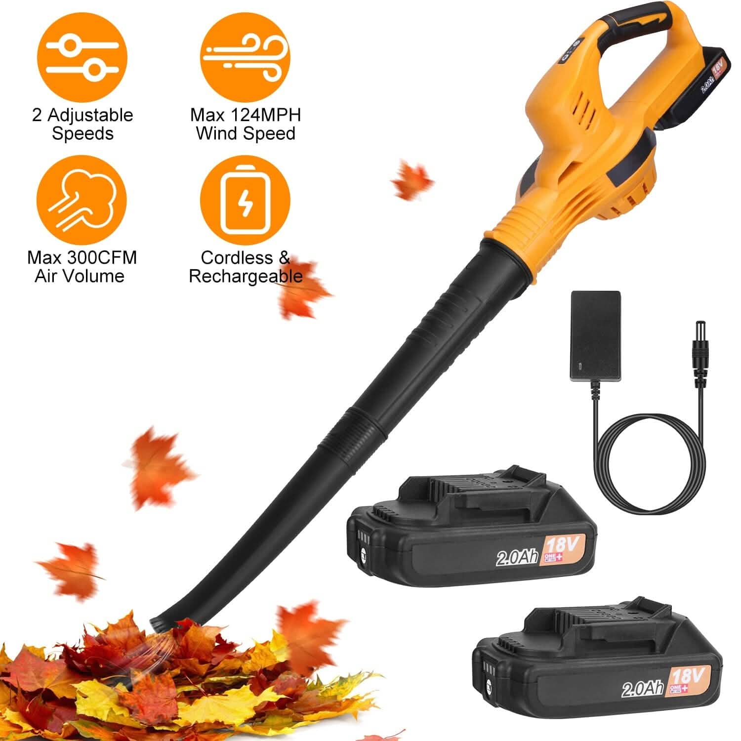 Cordless Leaf Blower Battery Powered Max 124MPH 300CFM with 2 Adjustable Speeds Garden & Patio - DailySale