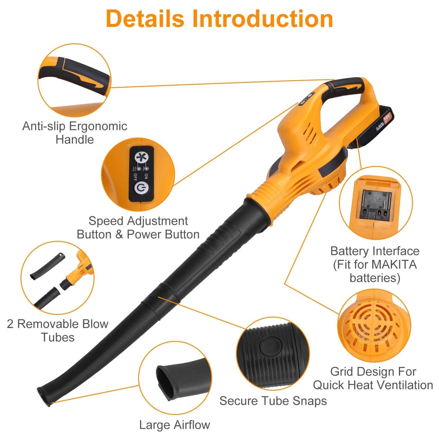 Cordless Leaf Blower Battery Powered Max 124MPH 300CFM with 2 Adjustable Speeds Garden & Patio - DailySale