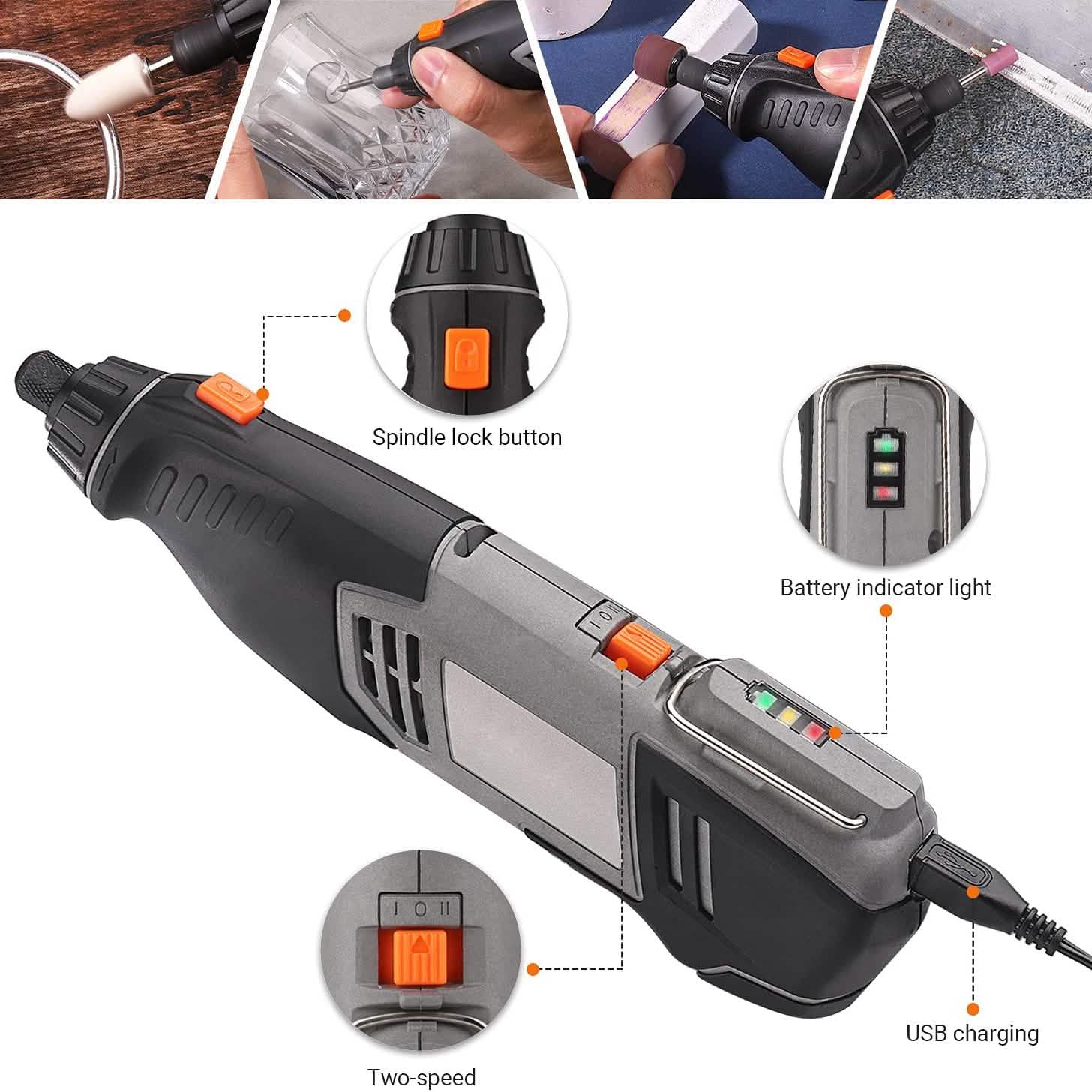 Cordless Rotary Tool 4V Power Portable Size with Versatile Accessories Home Improvement - DailySale
