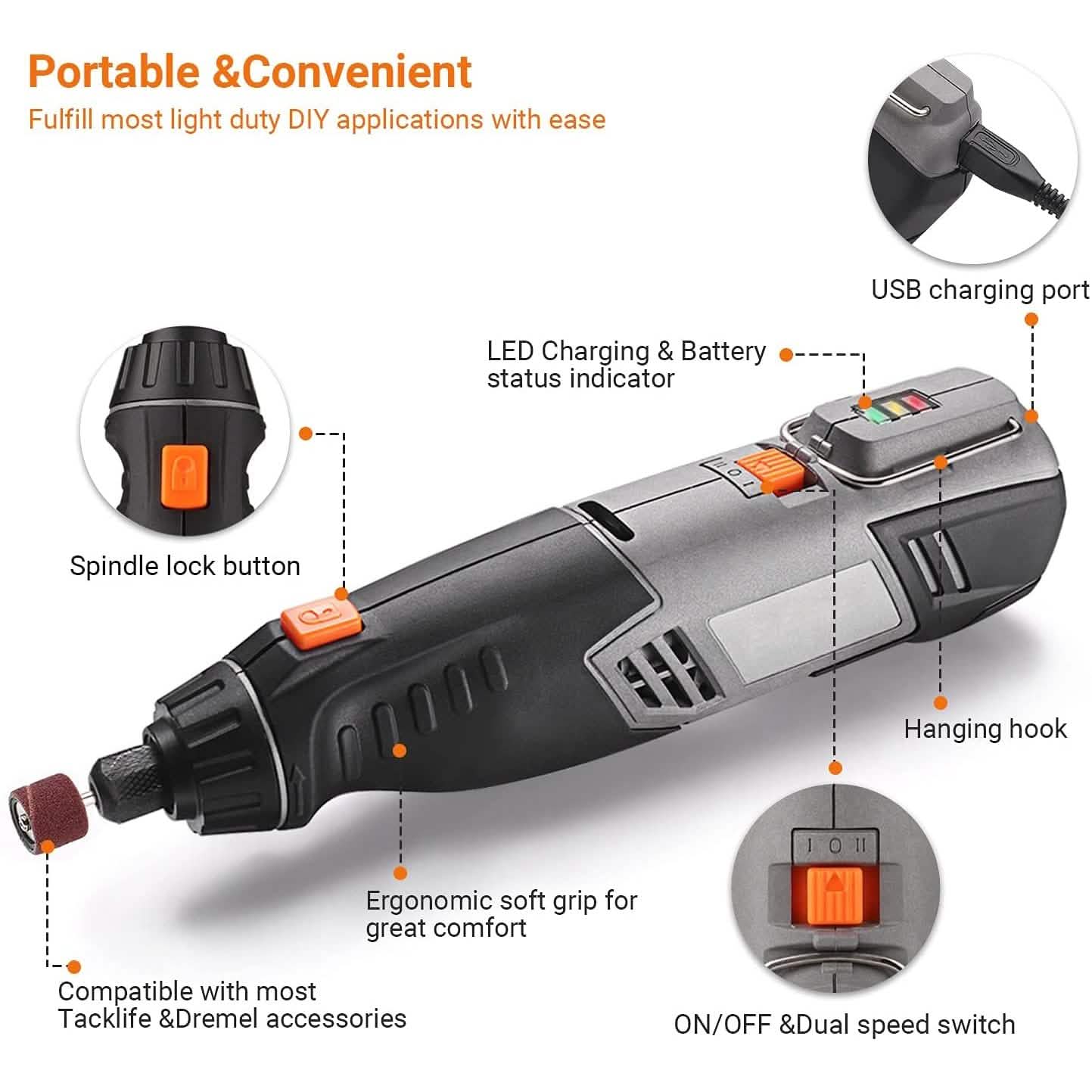 Cordless Rotary Tool 4V Power Portable Size with Versatile Accessories Home Improvement - DailySale