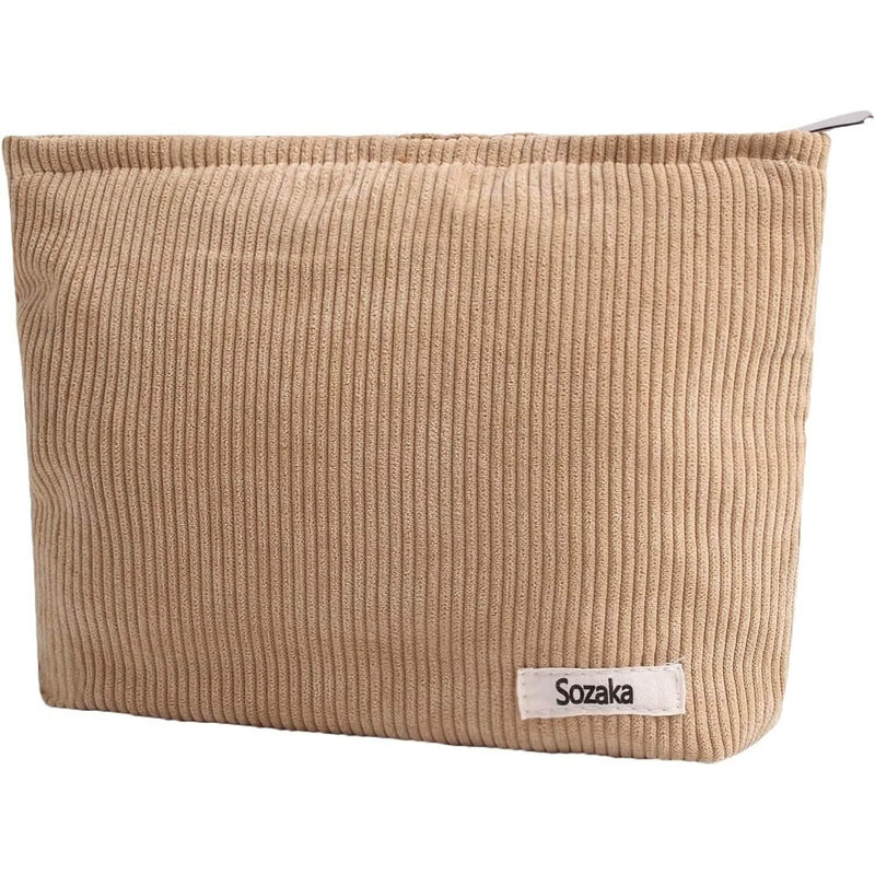 Corduroy Travel Makeup Bag, Large Capacity Travel Wash Bag Bags & Travel Apricot - DailySale
