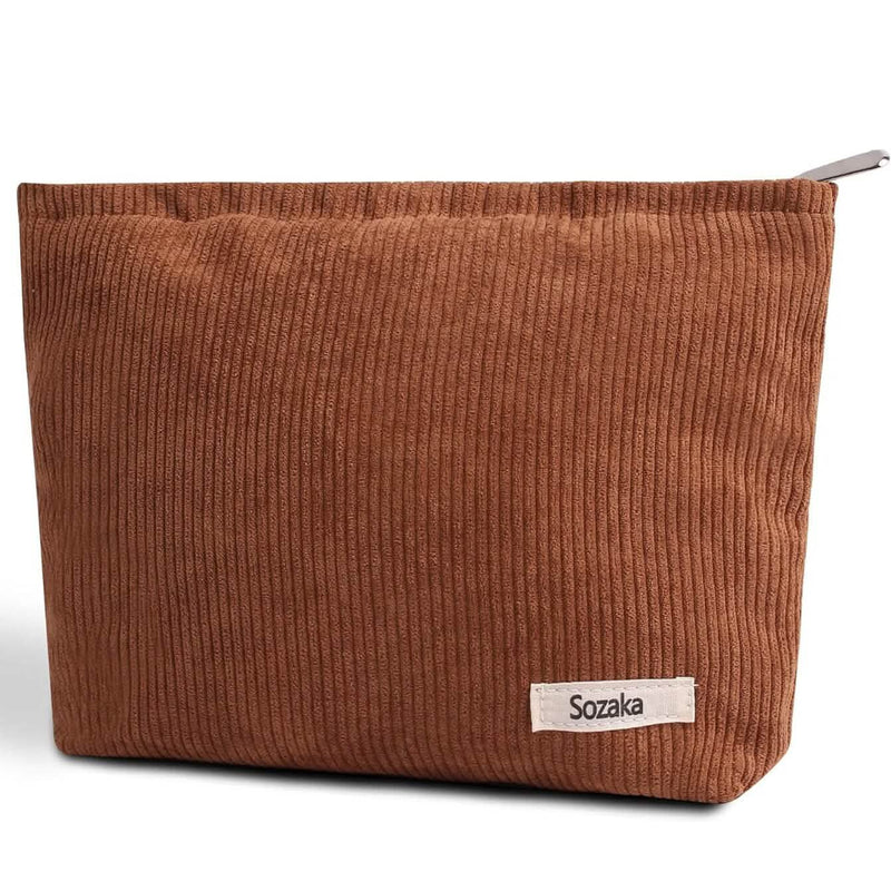Corduroy Travel Makeup Bag, Large Capacity Travel Wash Bag Bags & Travel Brown - DailySale