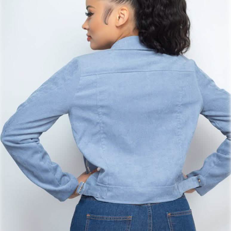 Corduroy Zipper Moto Jacket Women's Outerwear - DailySale