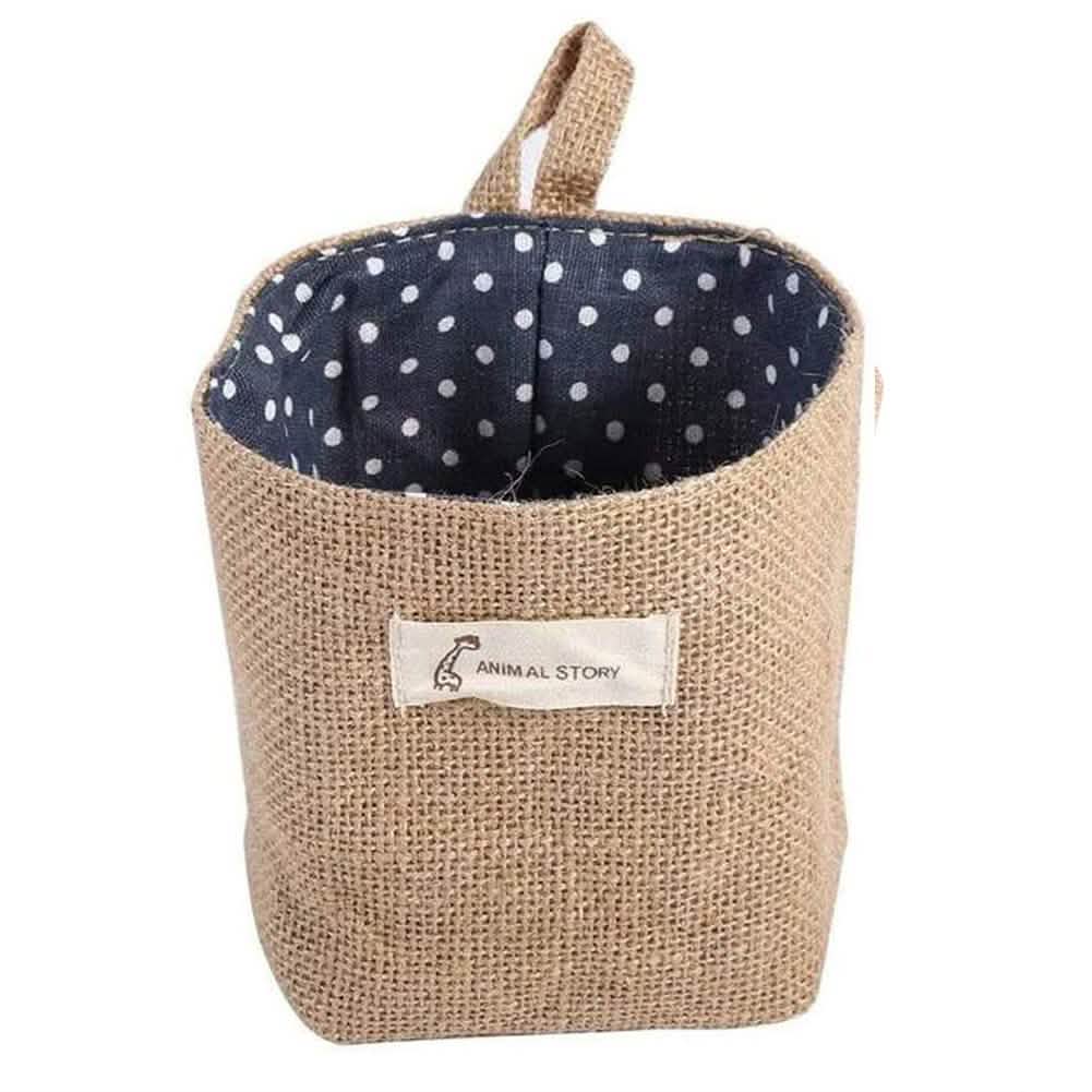 Cotton Linen Hanging Bag Home Gadget Storage Organizer Closet & Storage Dots Blue - DailySale