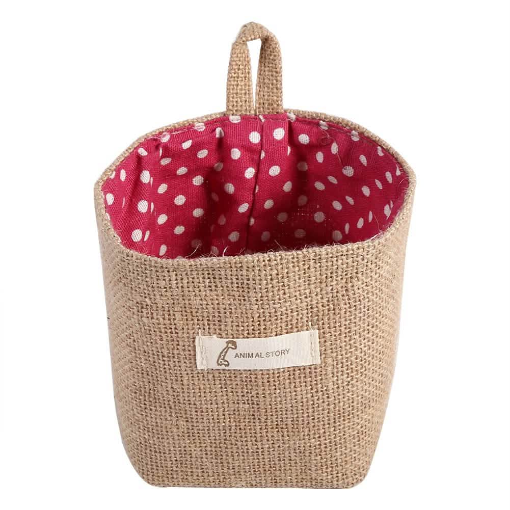 Cotton Linen Hanging Bag Home Gadget Storage Organizer Closet & Storage Dots Red - DailySale