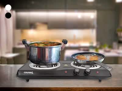 Courant 1700 Watts Electric Double Burner Kitchen Essentials - DailySale