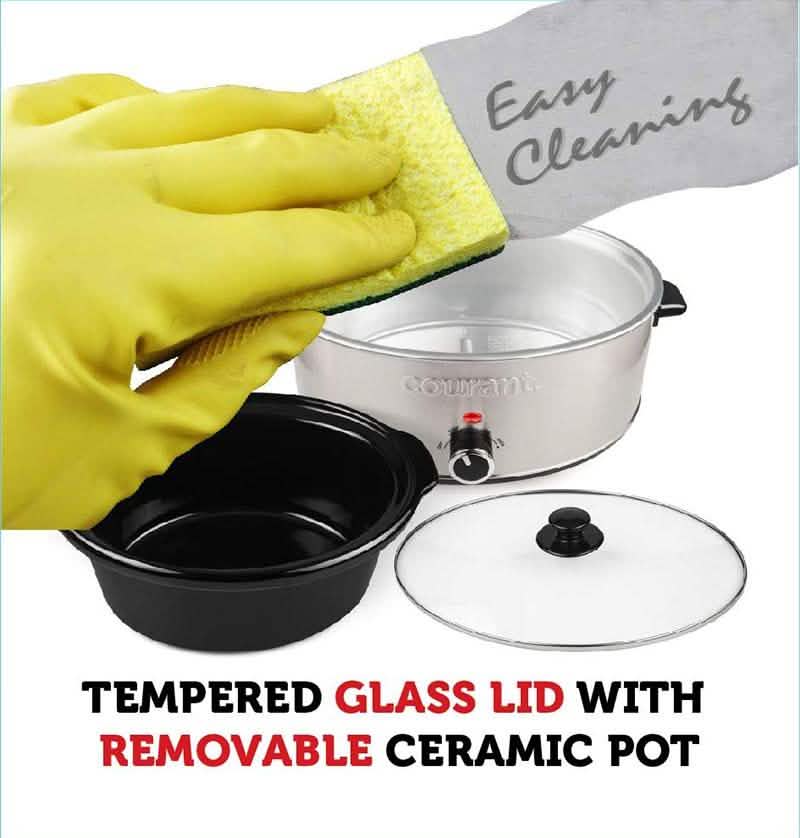 Courant 7.0 Quart Stainless Steel Oval Slow Cooker Kitchen Essentials - DailySale