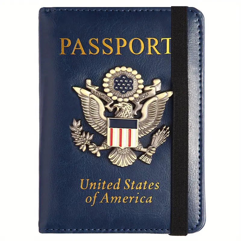 Creative Passport Holder Cover With 3D Metal Badge Bags & Travel Dark Blue - DailySale